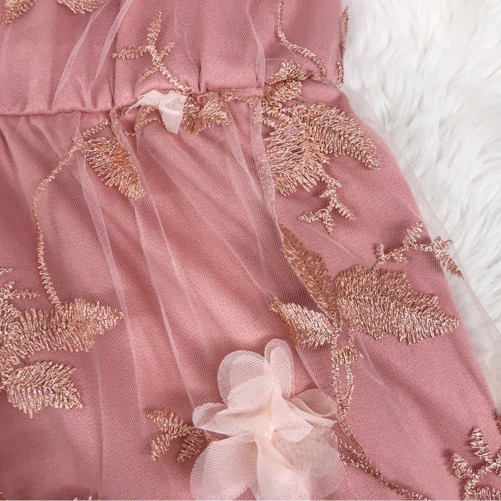 GIANNI BINI GB Girls Blush Pink Sleeveless Floral‎ Embroidered Dress Size Large - Picture 4 of 8